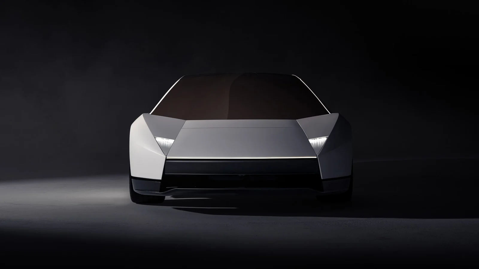 Vista frontal del Tesla Roadster 2026 con faros ocultos y aerodinámica enrasada